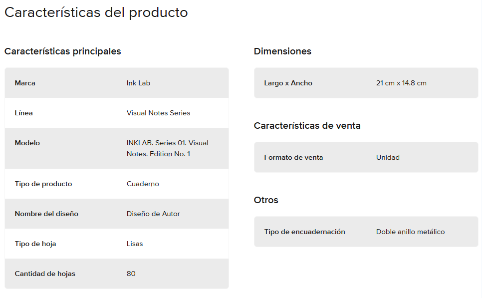 Características del producto